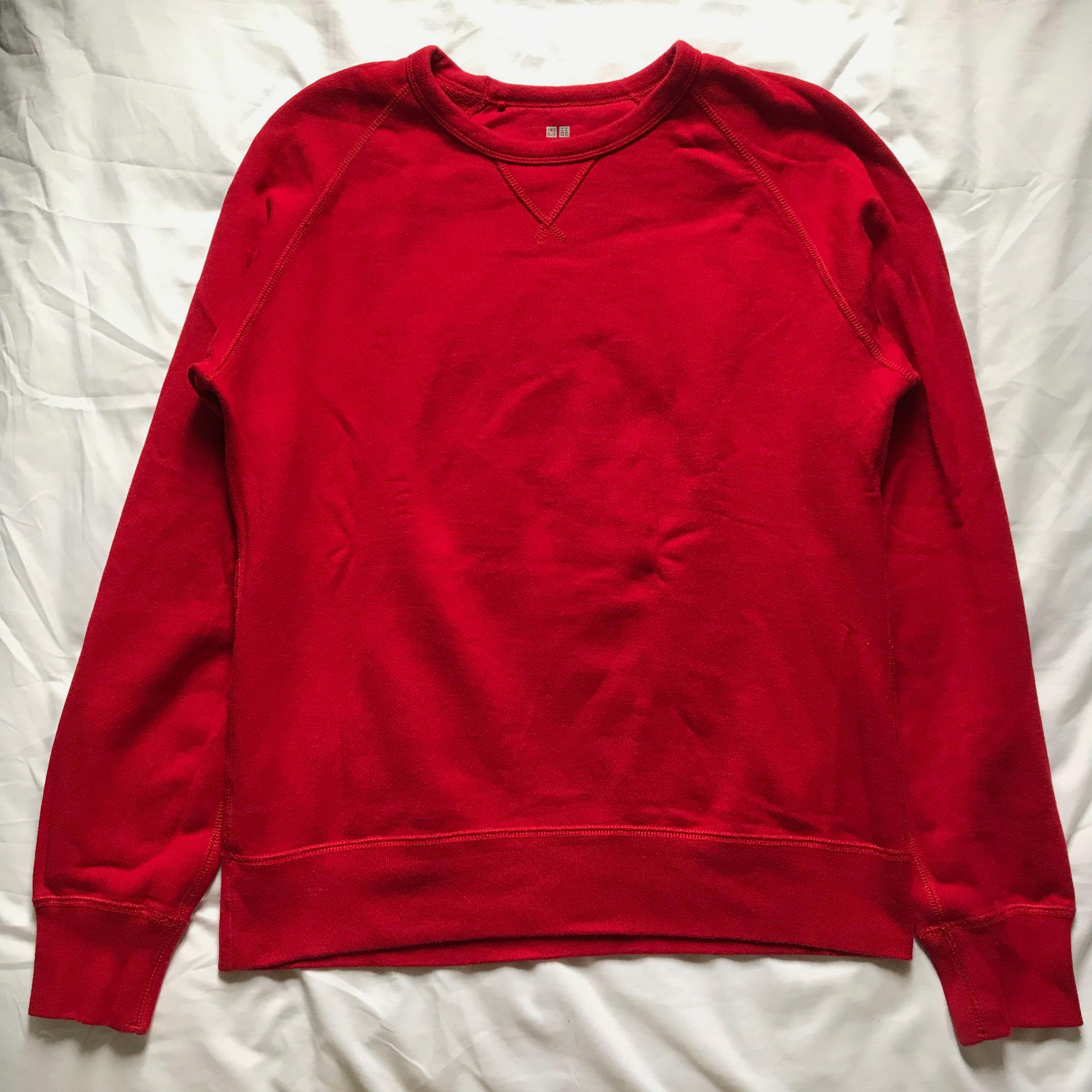 red crew neck sweater women's