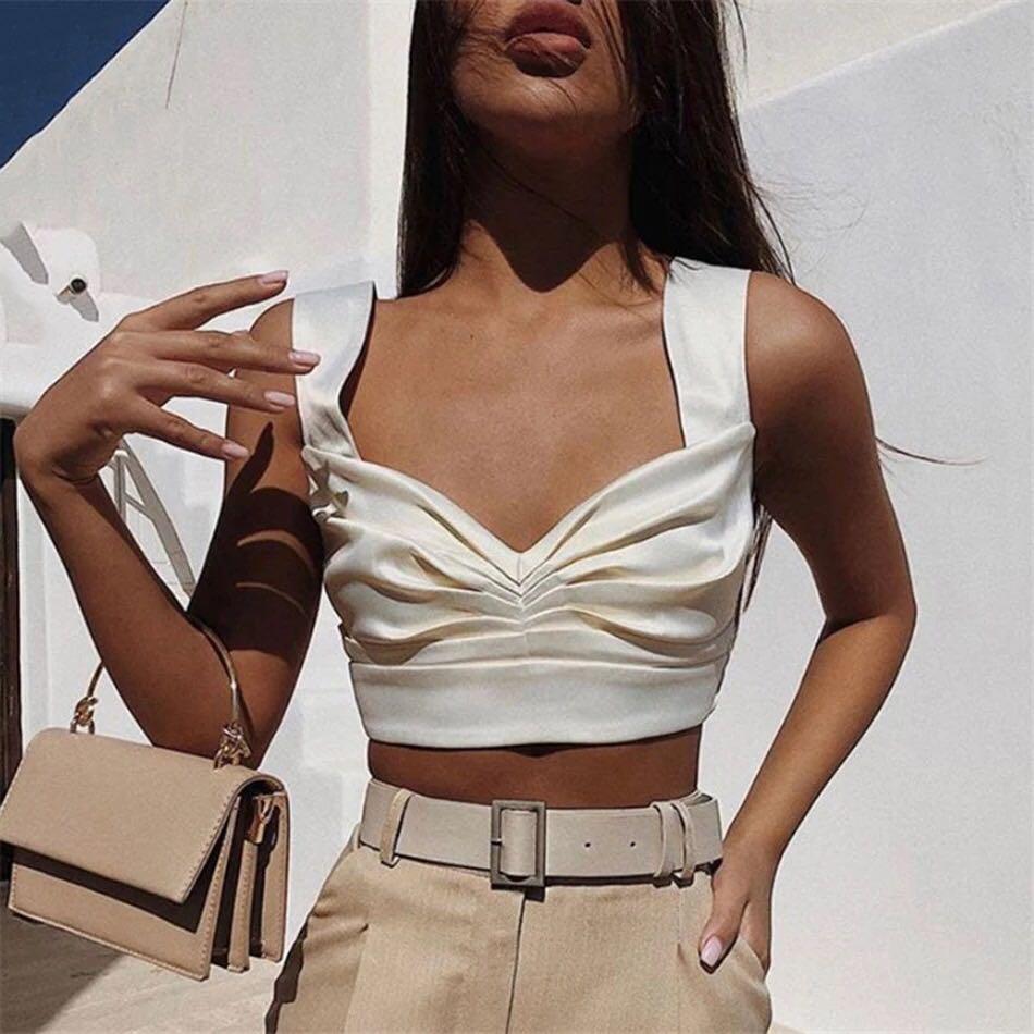 white satin spaghetti strap top