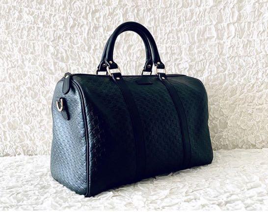 GUCCI Black Leather Micro GG Guccissima Boston Bag, Women's Fashion, Bags &  Wallets, Tote Bags on Carousell