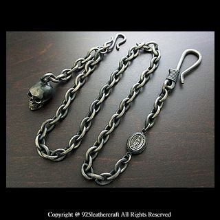 銀革手作 日本 good vibrations 復古 黃銅 聖母 骷髏 褲鏈 銀包鏈64247023931266110