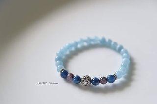 【 Aquamarine + Rutilated Amethyst + Kyanite Bracelet 】