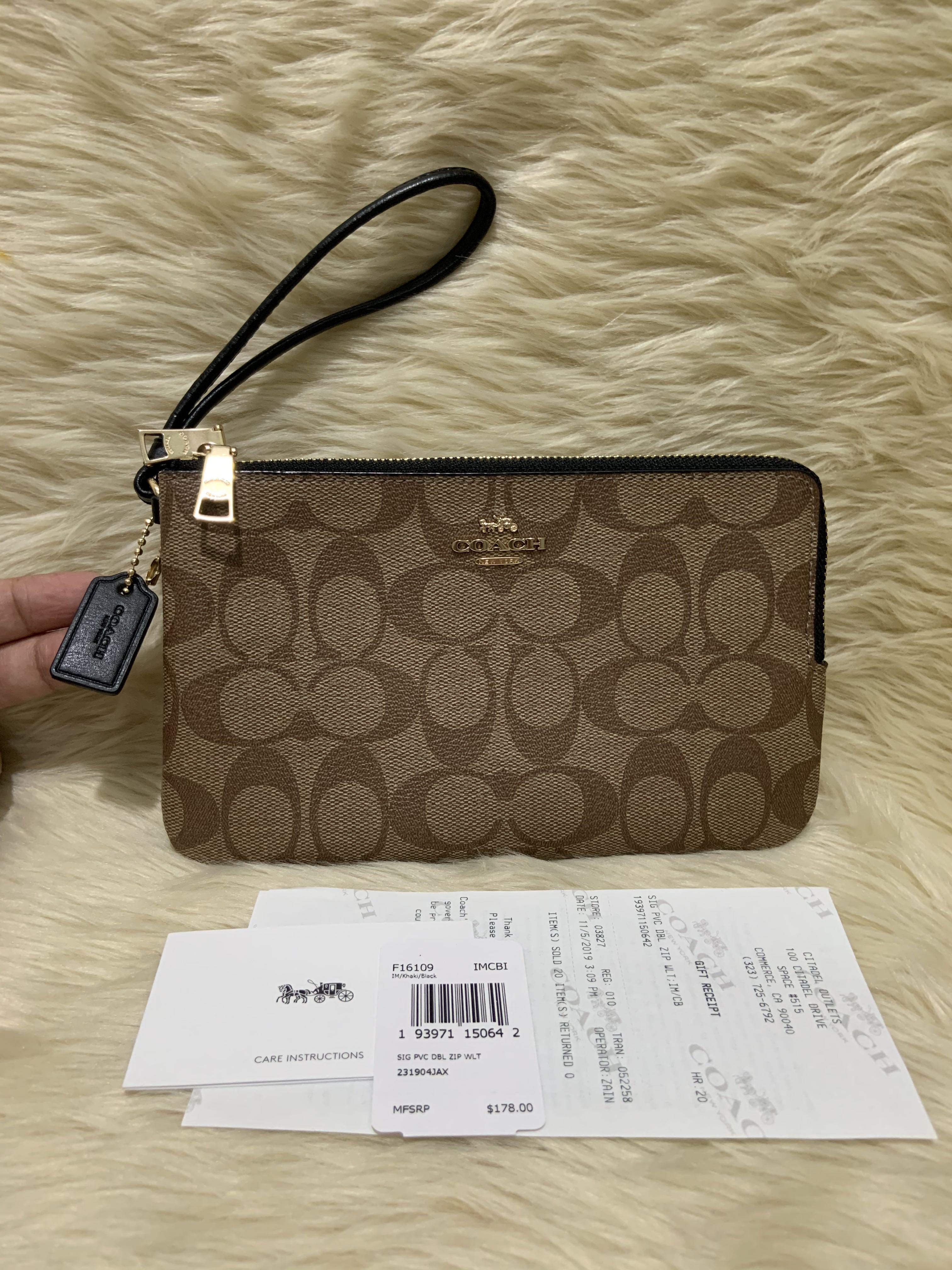 Authentic Coach Large Double Zip Wristlet