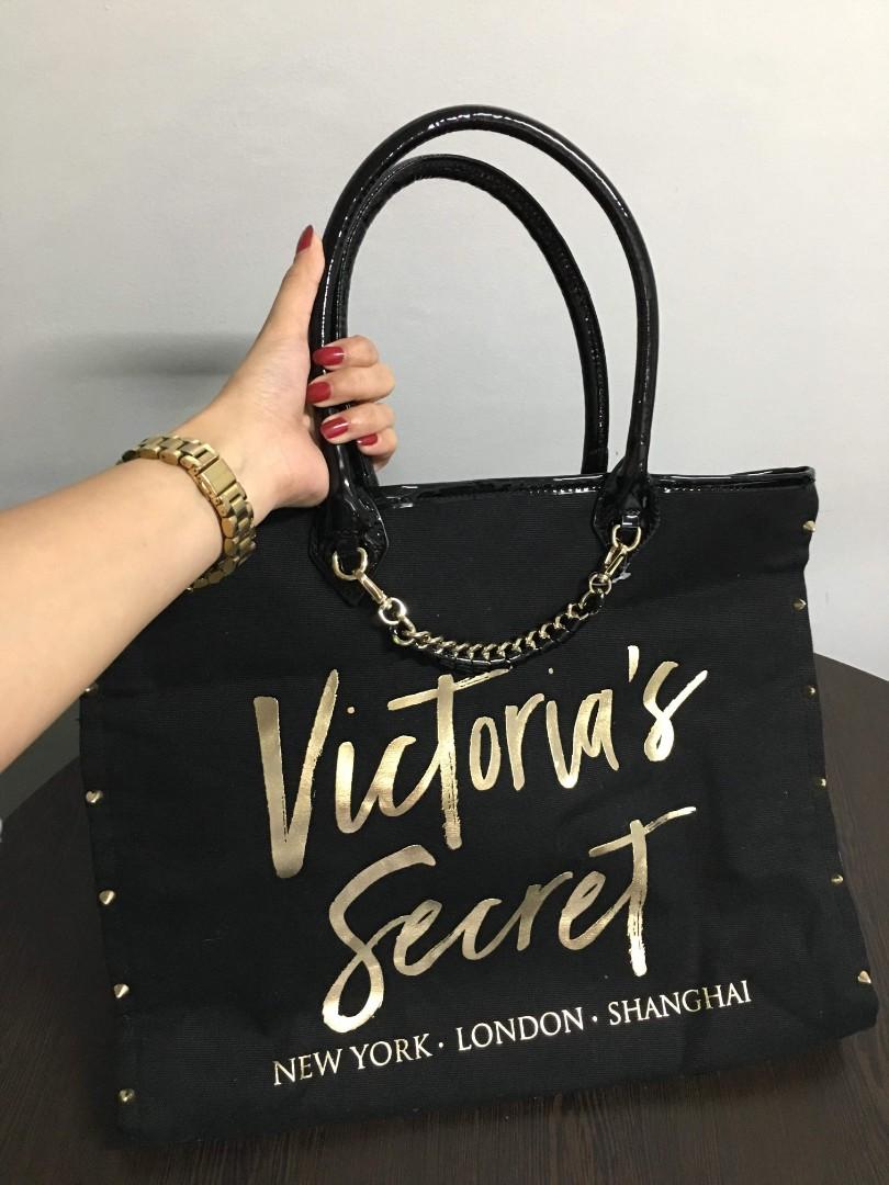 Authentic Victoria's Secret Gold tote bag, Women's Fashion, Bags