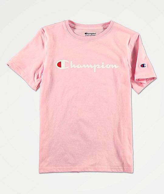 Baby pink Champion shirt Men s Fashion Tops Sets Tshirts