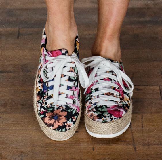 black floral sneakers