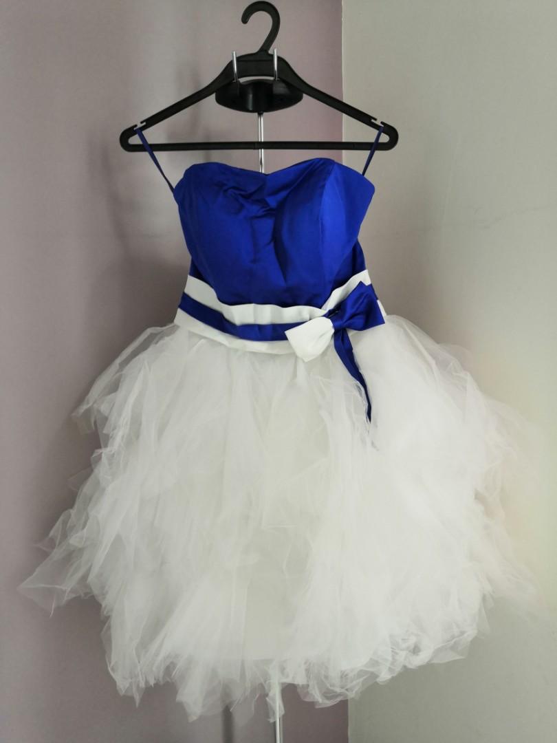 blue and white princess dress