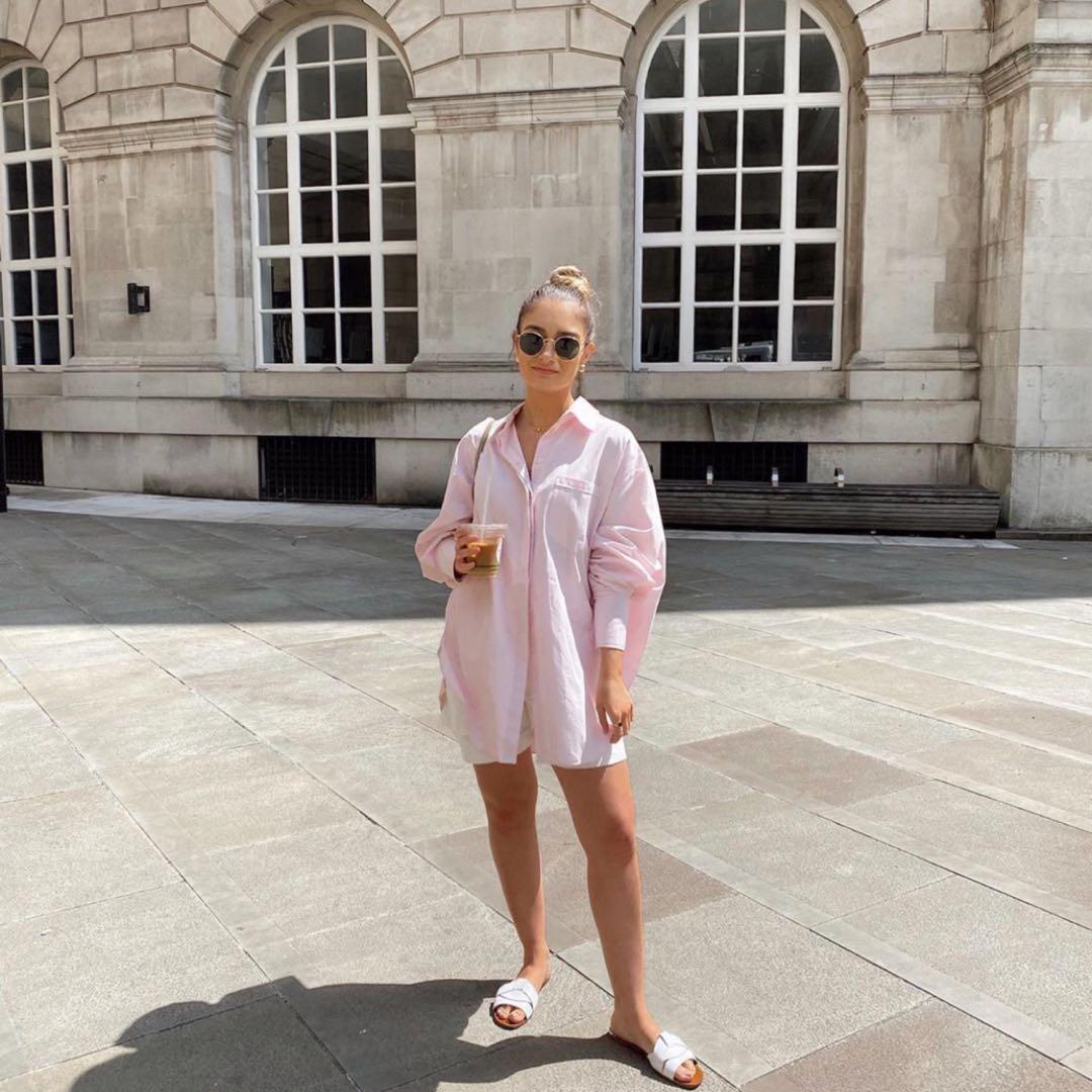 Zara oversized poplin shirt pink Outlet