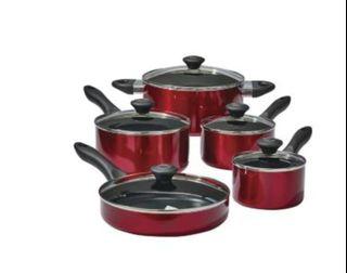 Brand New Lagostino Non-Stick 10-pc Red Cookware Set