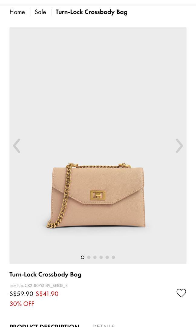 charles and keith turn lock crossbody bolsa