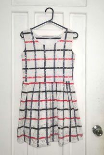 Checkerbox Hole Punched Short Dress