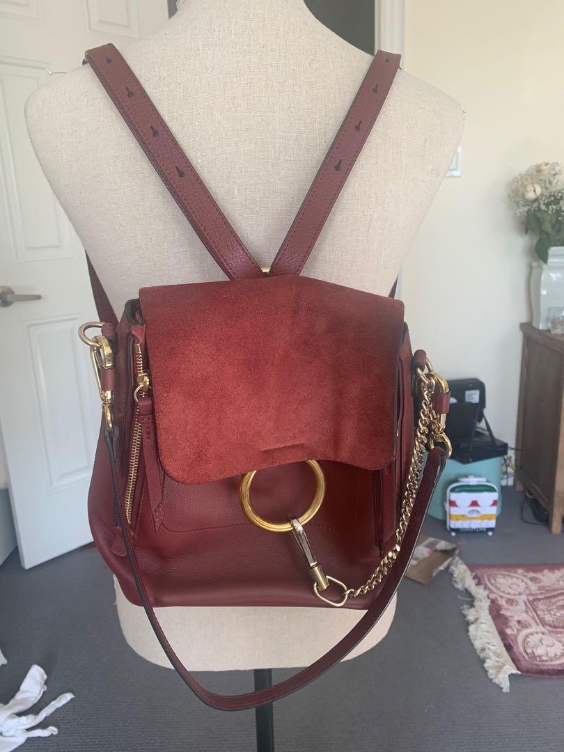 Chloe Faye Backpack (Category: Bags & Wallets) located in Toronto. Submitted by nataliasd (Listing ID 1018239615, Image 2). Description: Chloe Faye Backpack - sienna red - backpack straps - shoulder strap - two inner pockets .