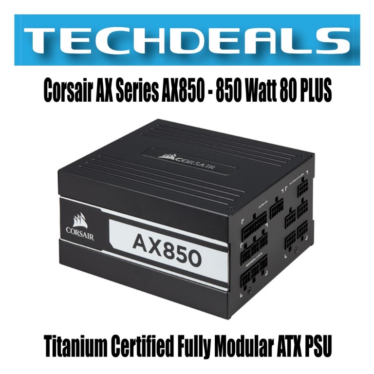 Corsair AX Series, AX850, 850 Watt, 80+ Titanium Certified, Fully Modular  Power Supply