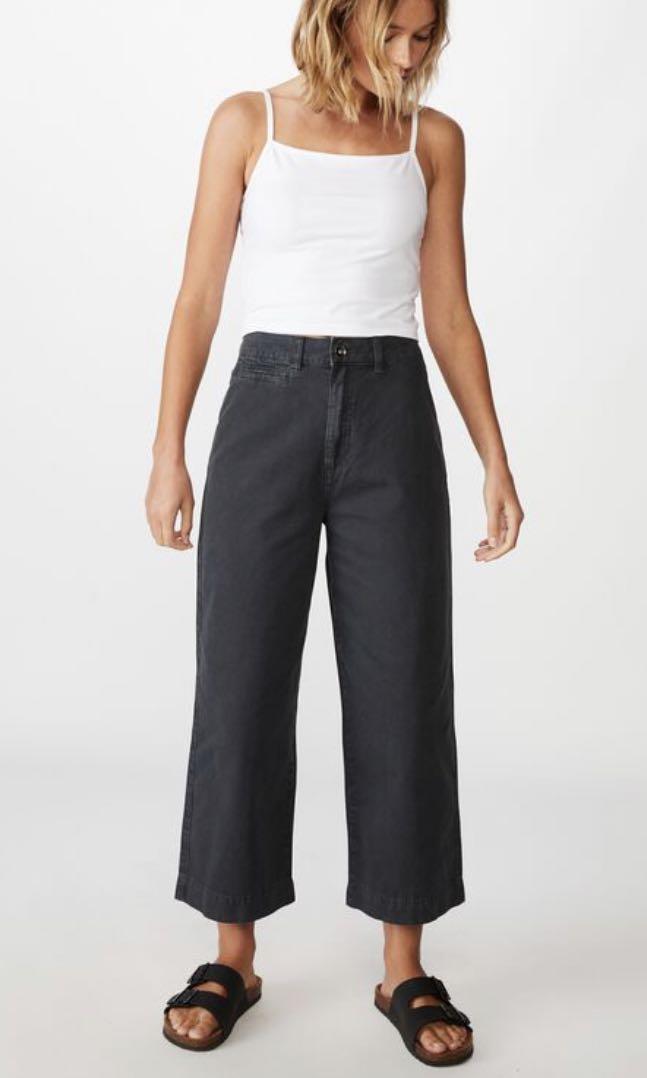 Black wide crop pants clearance