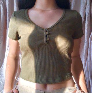 COTTON ON KAHKI GREEN TOP!!! Size S, with 3 buttons on the front, super cute and brand new 💓💓💓💓     Ignore xx glassons, vintage, y2k