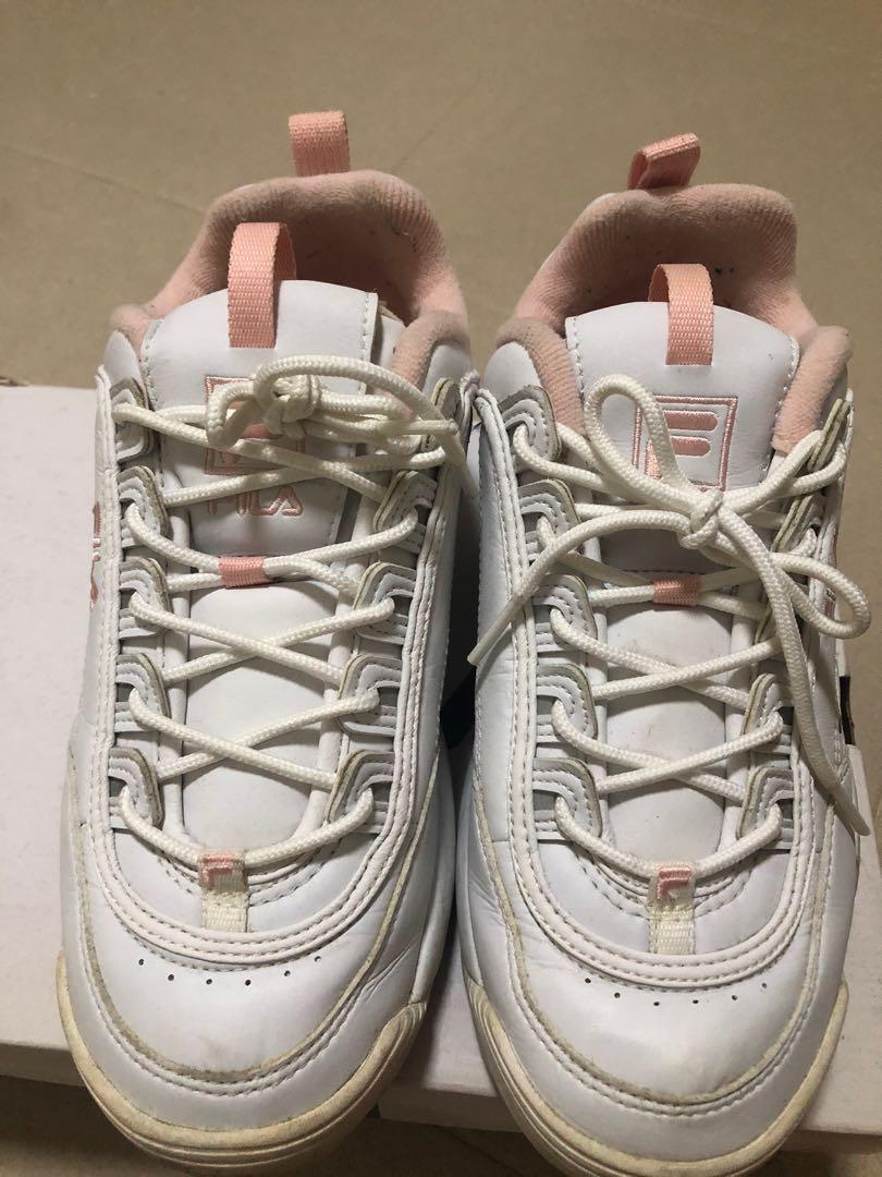 fila white pink sneakers