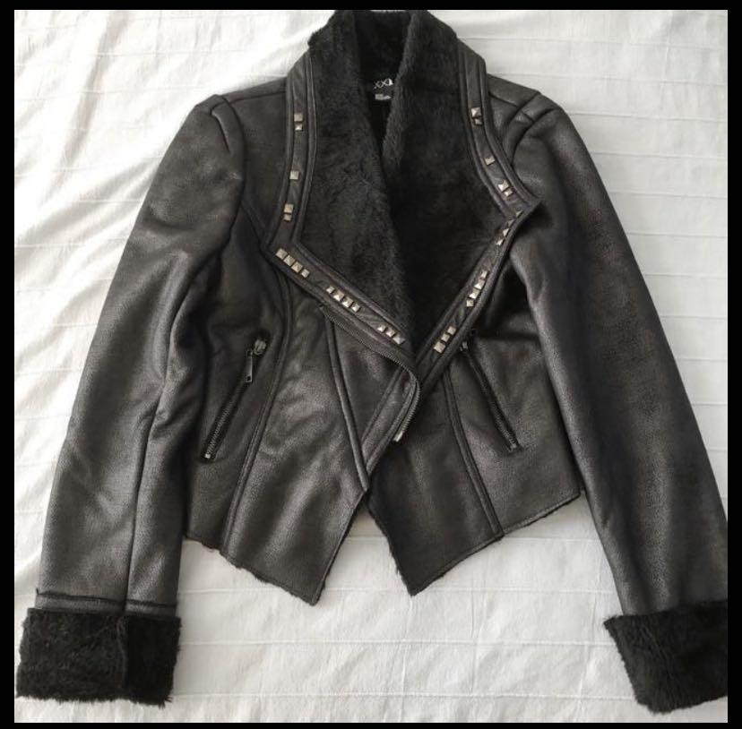 Forever 21 Fur Lined Faux Leather Jacket