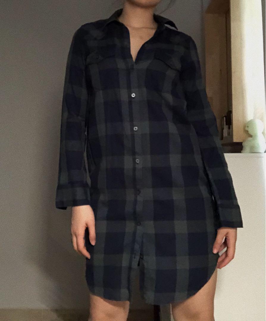 checkerboard shirt dress