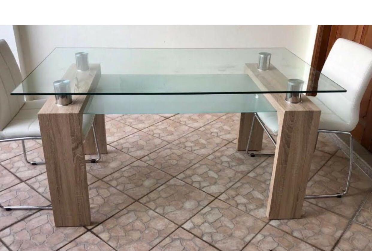 Glass Top Dining Table wooden stand used Furniture Home