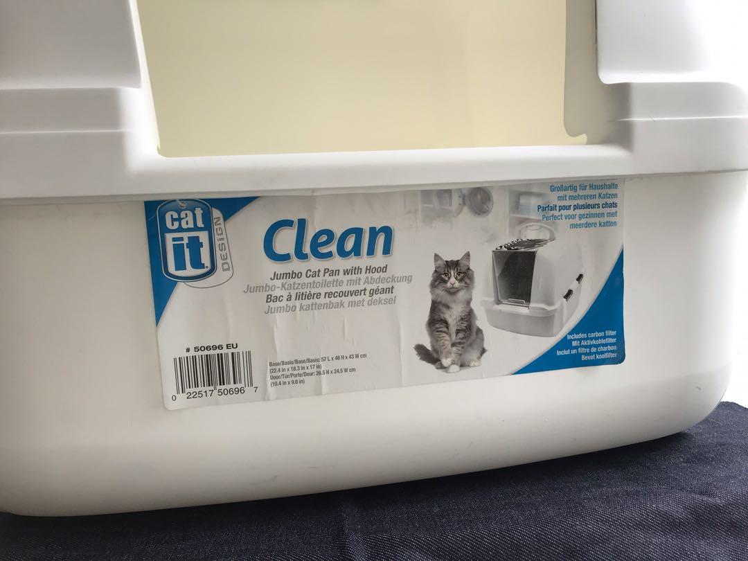 Clean jumbo cat discount pan with hood