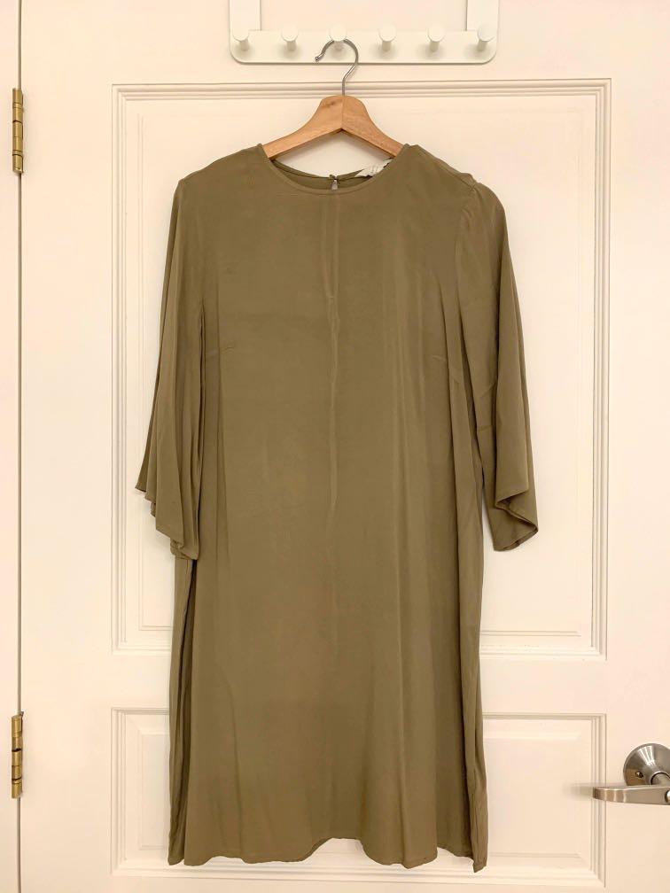 H M Olive Khaki Green Tunic Dress Size Eu38 Women S Fashion