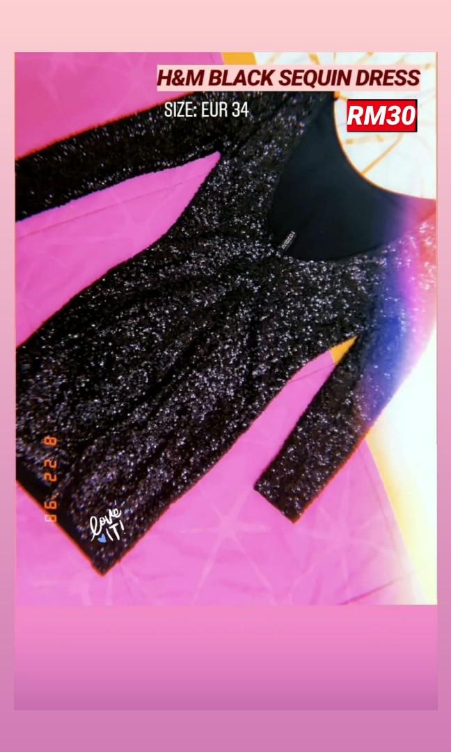 h and m black sequin dress