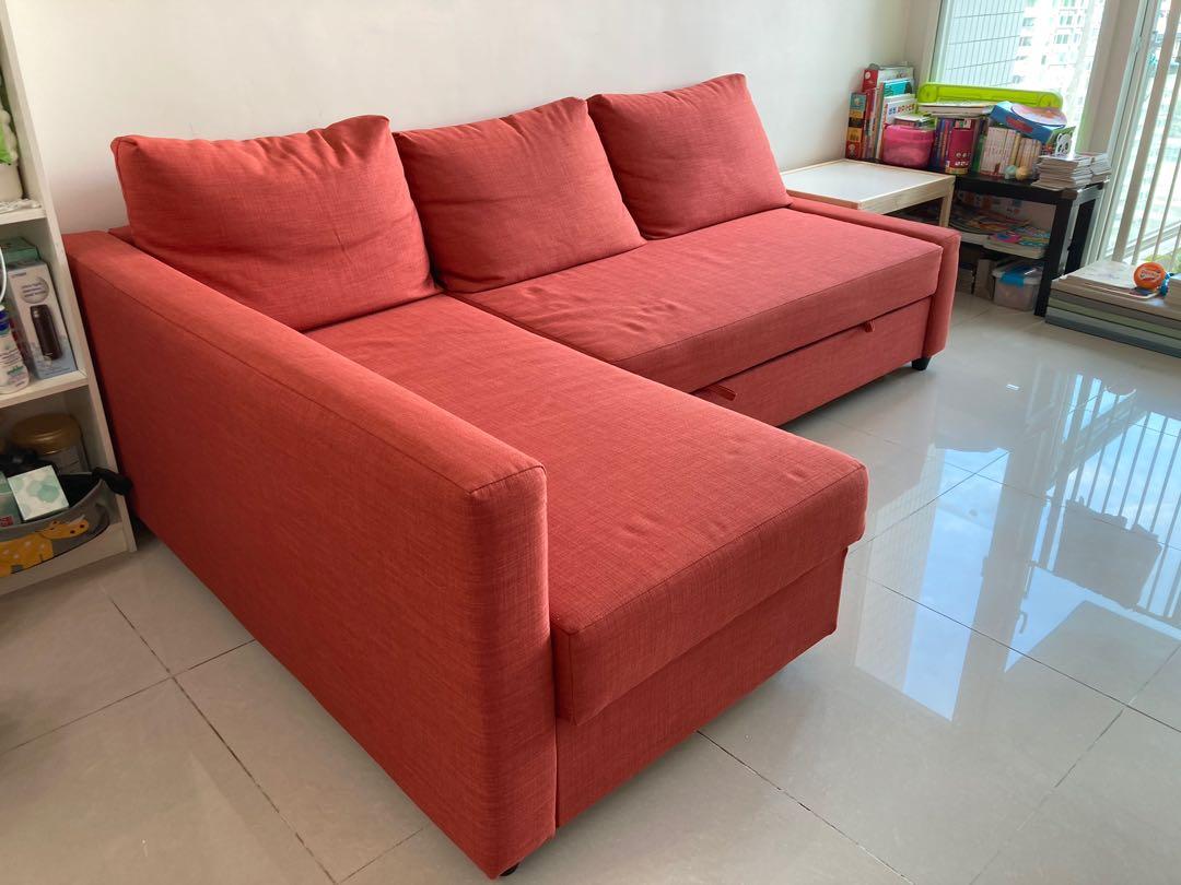 Ikea Friheten Sofa Bed Orange, 傢俬＆家居, 傢俬, 床架及床褥 Carousell