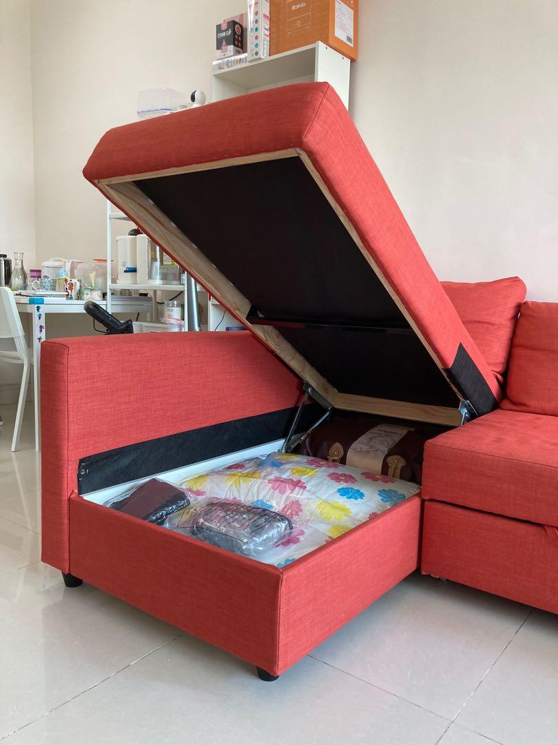 Ikea Friheten Sofa Bed Orange, 傢俬＆家居, 傢俬, 床架及床褥 Carousell