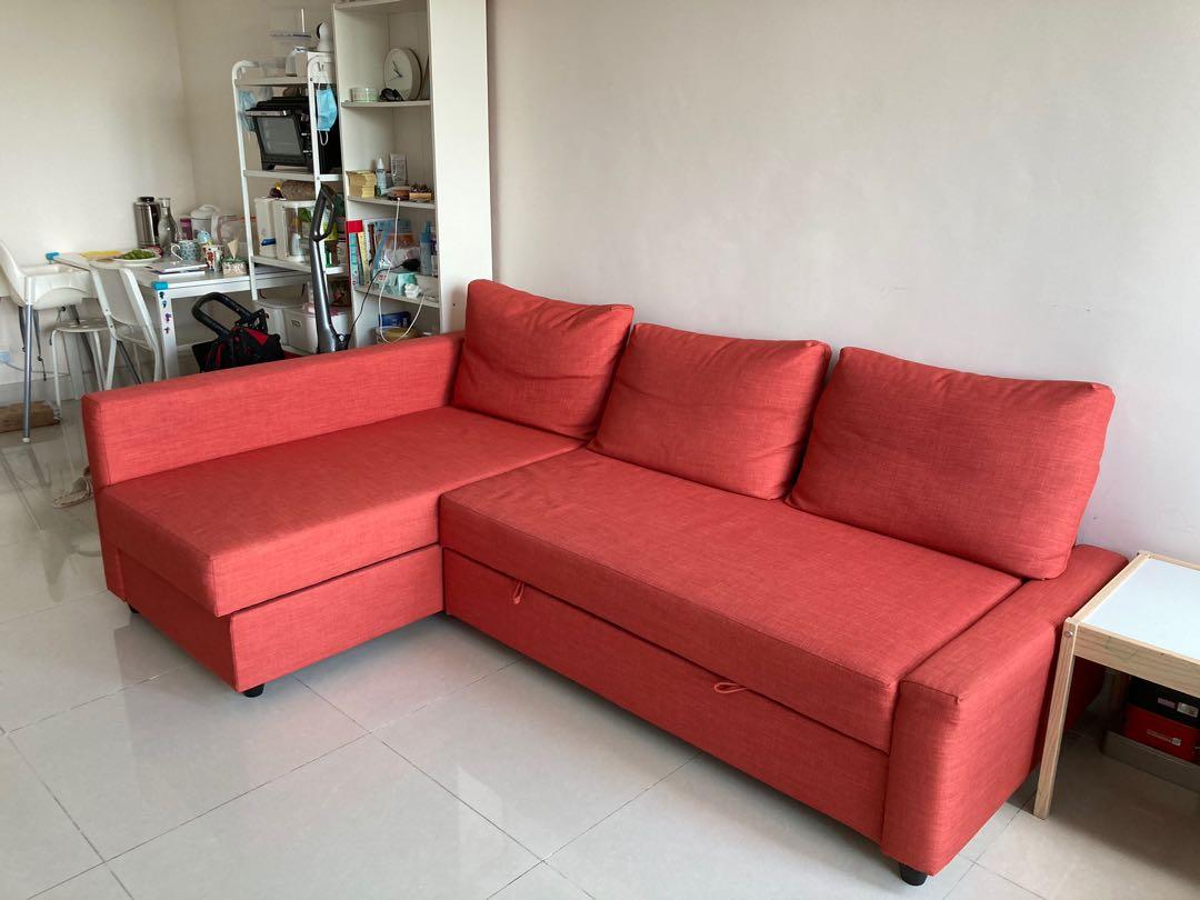 Ikea Friheten Sofa Bed Orange, 傢俬＆家居, 傢俬, 床架及床褥 Carousell