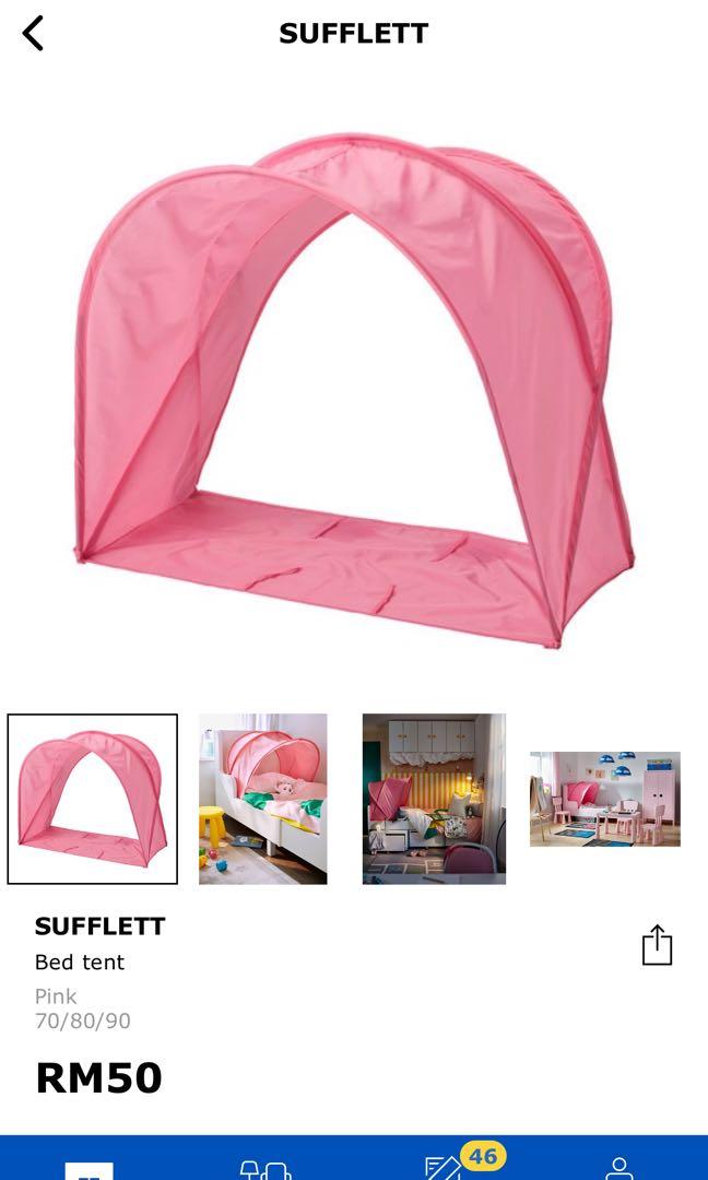 Ikea Kids Bed Canopy/Tent in Pink Sufflett, Furniture & Home