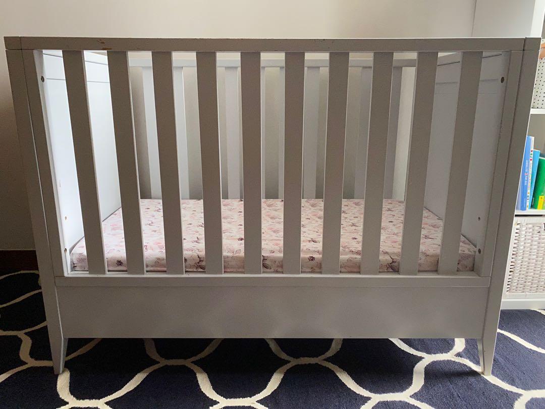 Jacadi Paris Grey Cot With Free Ikea Mattress Babies Kids Baby Nursery Kids Furniture Cots Cribs On Carousell