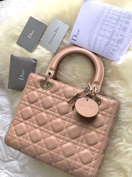 Medium Lady Dior Bag In Pink Luxury Bags Wallets On Carousell