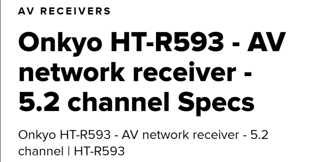 ONKYO AV receiver. Model HTR593, Audio, Soundbars, Speakers
