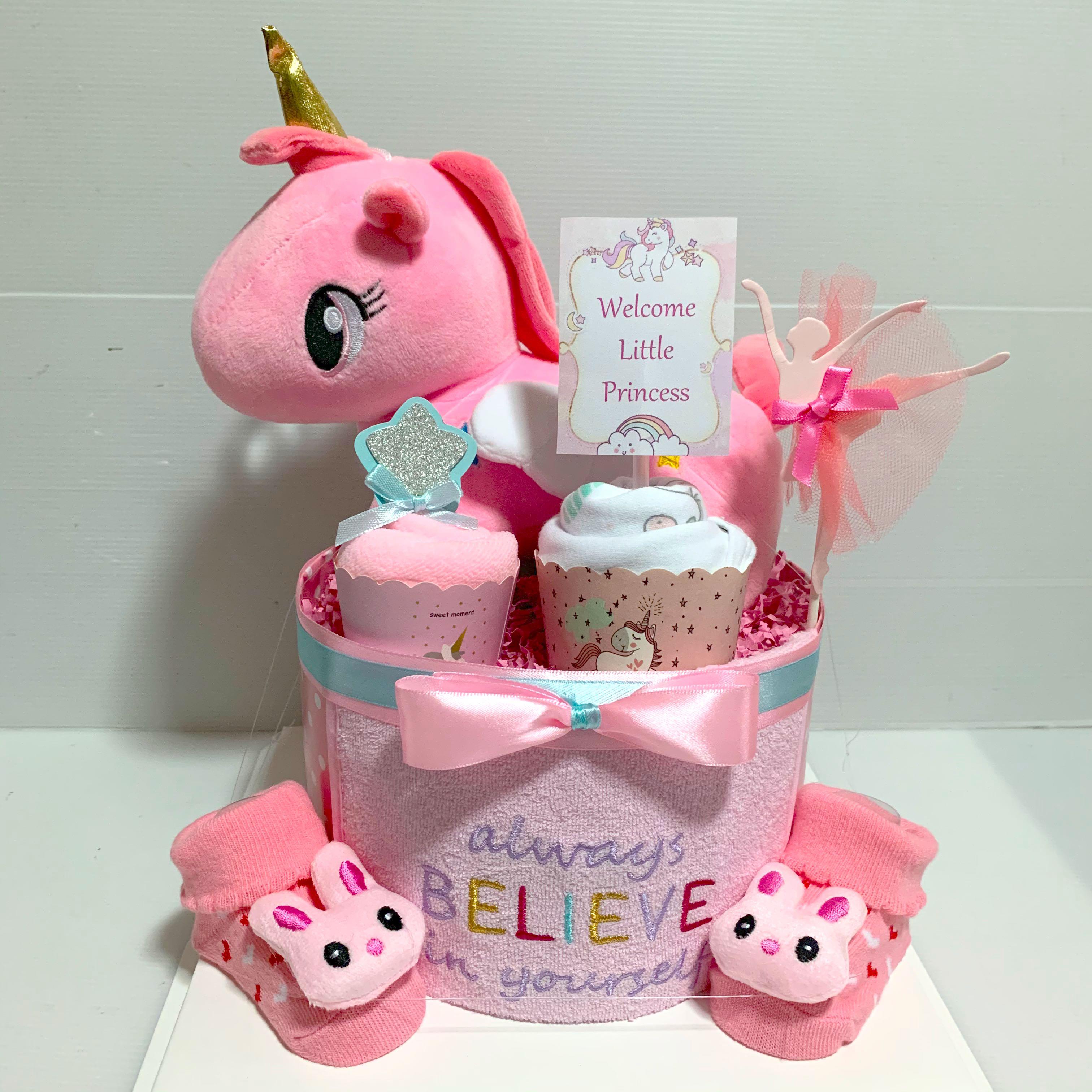 Unicorn Diaper Cake Baby Hamper For Girl Babies Kids