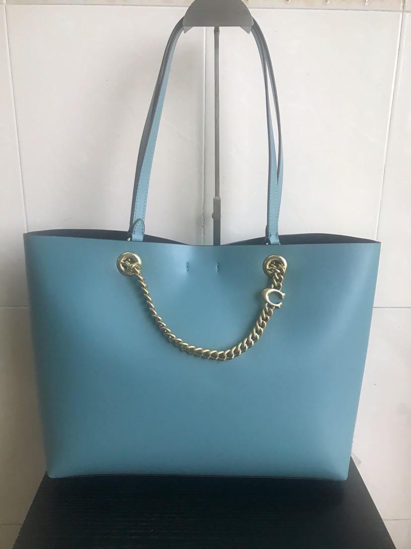Refined calf leather signature chain convertible tote best sale