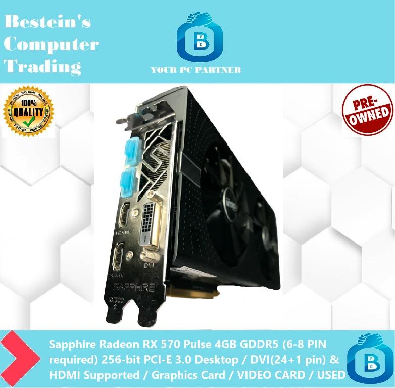 Sapphire Radeon Rx 570 Pulse 4gb Gddr5 6 8 Pin Required 256 Bit Pci E 3 0 Desktop Dvi 24 1 Pin Hdmi Supported Graphics Card Video Card Used Electronics Computer Parts Accessories On Carousell