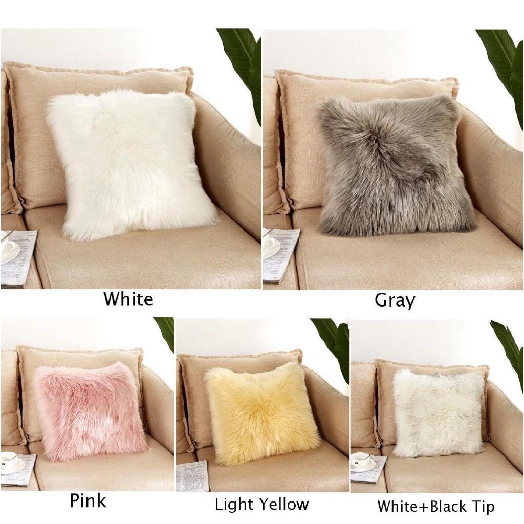 Sg Soft Fur Plush Pillow Cases Home Decor Sofa Cushion Cover Furniture Home Decor Cushions Linen On Carousell