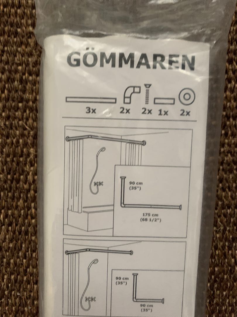 IKEA Shower curtain L shaped rail, Furniture & Home Living, Bathroom