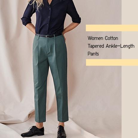 Uniqlo cotton tapered ankle length pants top