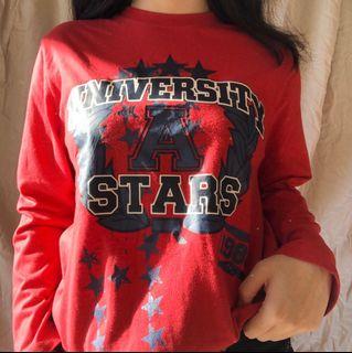 VINTAGE RED LONG-SLEEVE!!! Size 14, ruby red colouring, hardly worn, in amazing condition 💓💓💓    Ignore xx red, vintage, y2k, baby tee