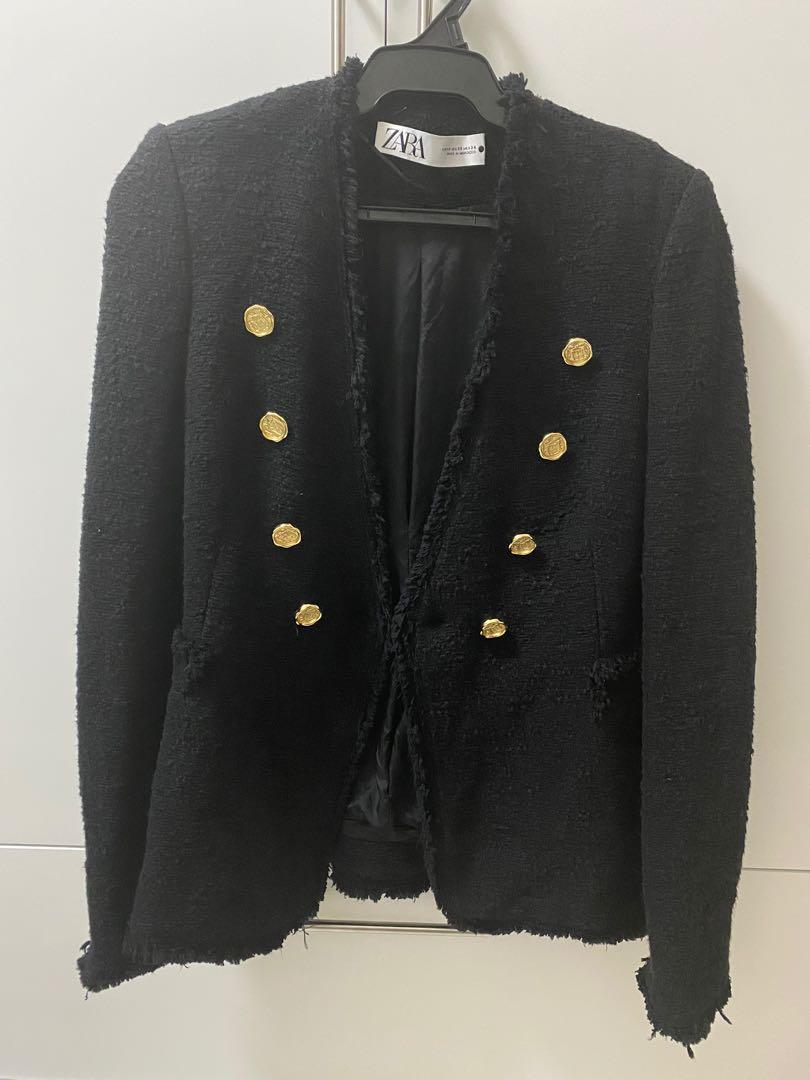Black tweed outlet jacket zara