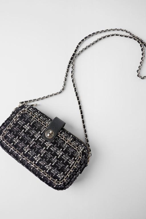 Zara tweed crossbody bag outlet