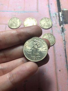 1964 Old Coin Philippine 25 Centavo coins