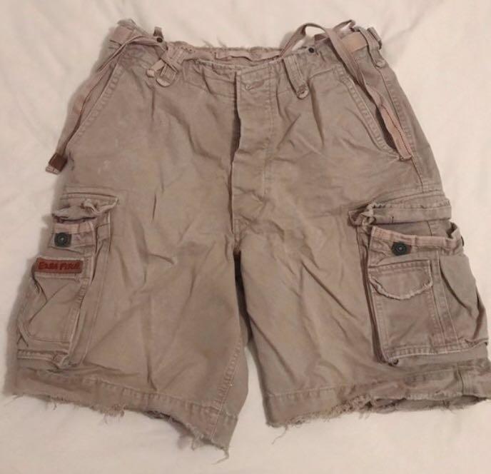 distressed khaki shorts