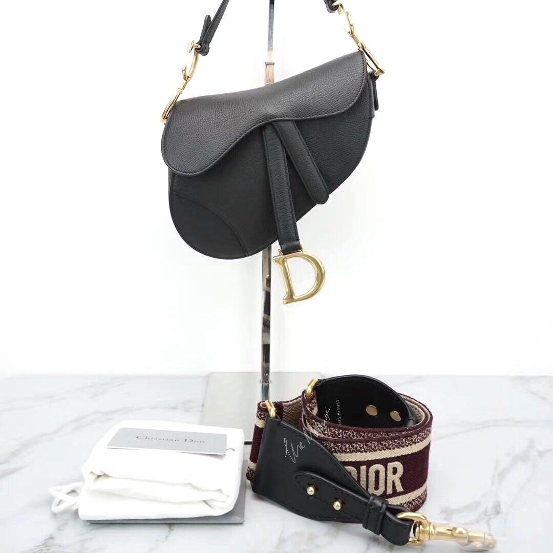 Authentic Christian Dior Mini Saddle Bag Textured Calfskin Black, Luxury, Bags & Wallets ...
