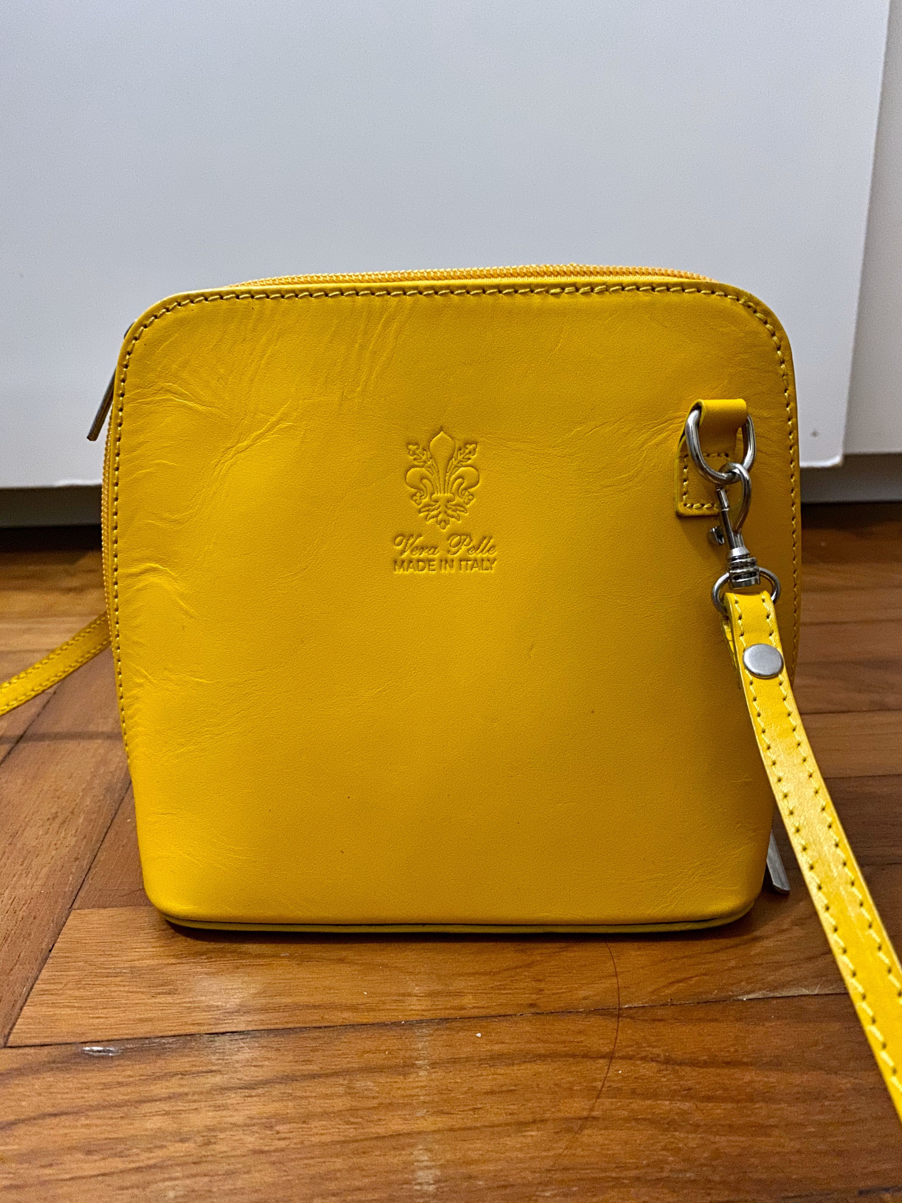 BN Vera Pelle leather yellow mustard sling bag crossbody bag, Women's ...