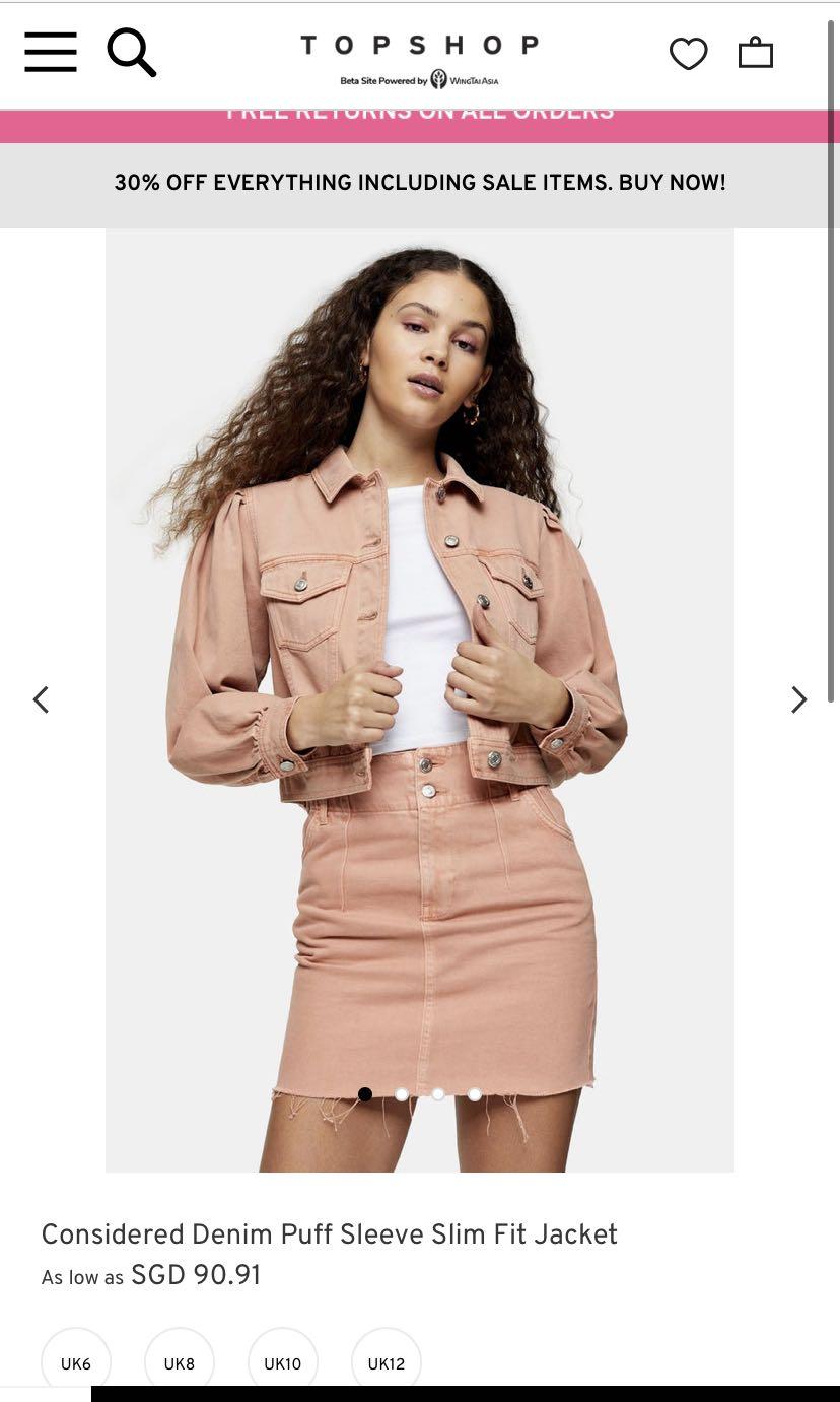 Red cropped denim jacket topshop online