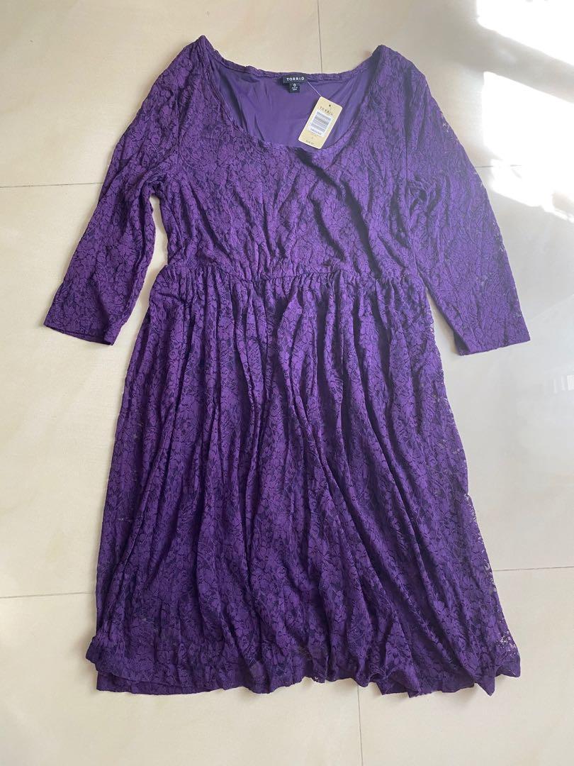 BNWT Torrid 3 4 sleeves Purple Lace Dress Size 0 XL XXL plus size
