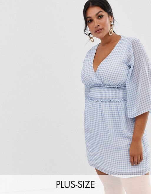 plus size blue gingham dress