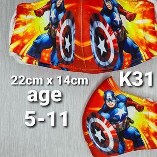 Captain America kids mask size: 22cm x 14cm age 5-11