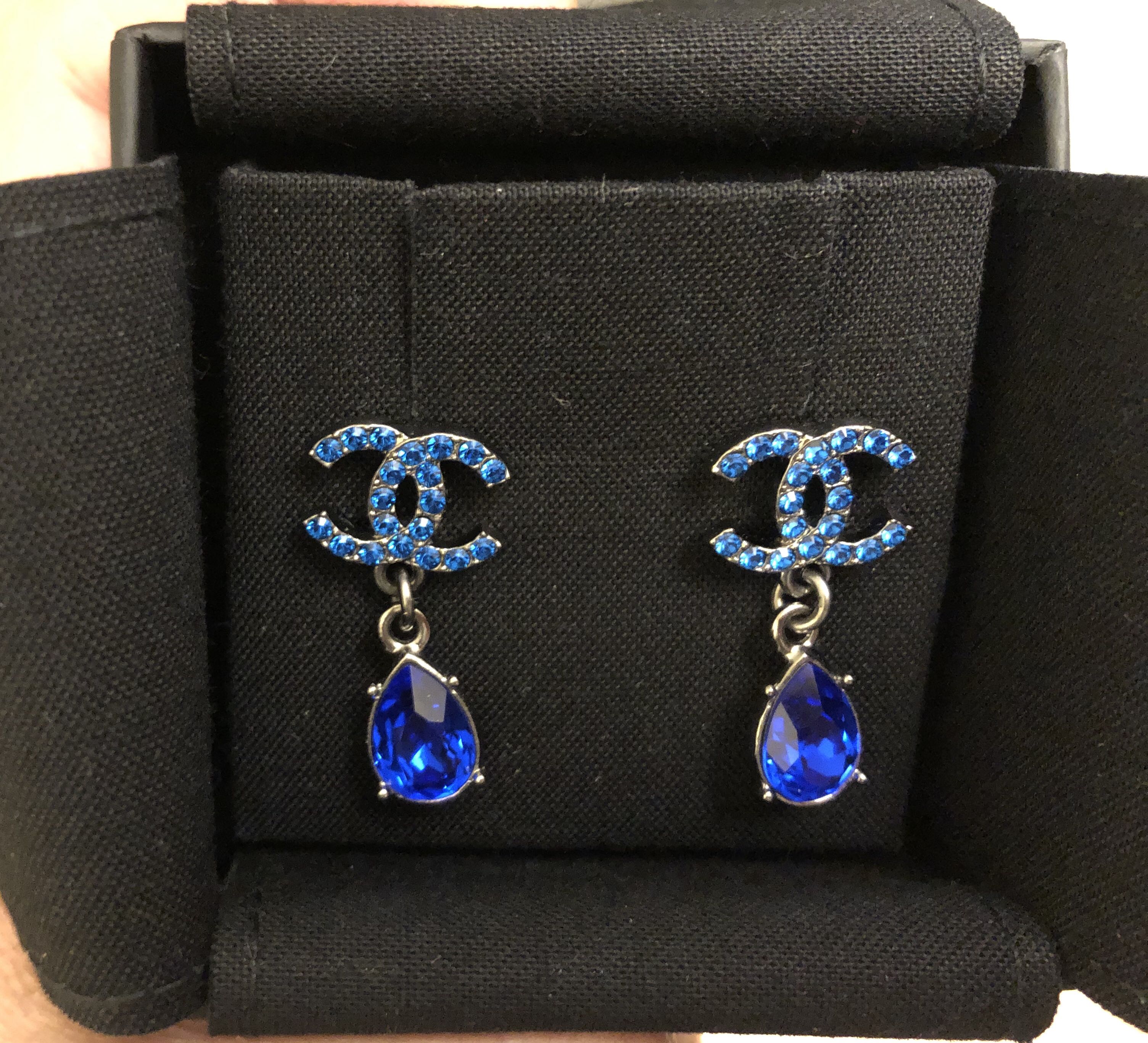 Chanel best sale blue earrings